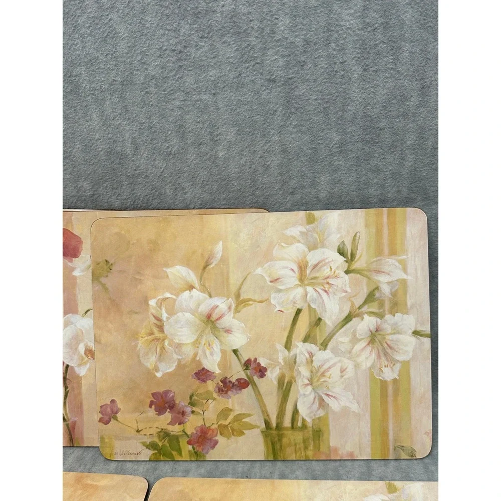 Placemats Hot Pads Trivets Floral Orchid Amaryllis K Whitcomb Cork Back Set of 5